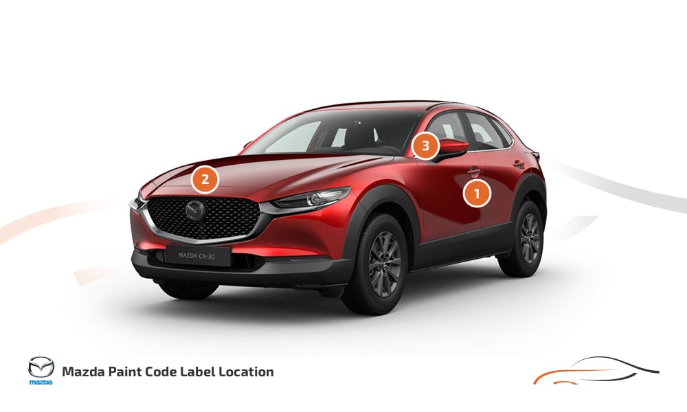 Kleurcode locatie Mazda
